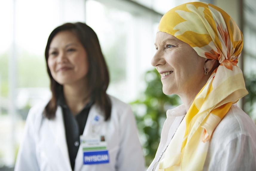 Chemotherapy patient with doctor