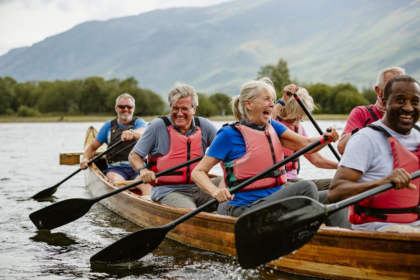 Group of people on a rowboat