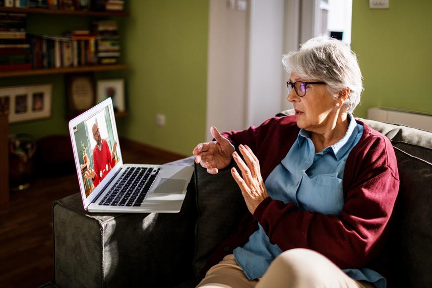 Woman in virtual therapy session